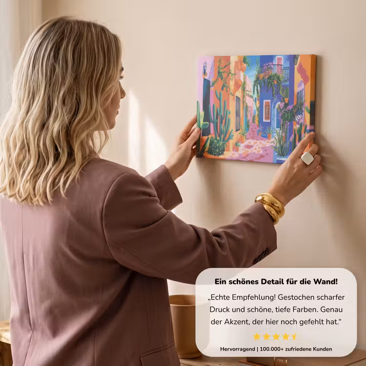 Geel - Blauw - Oranje - Huis canvas 2cm klein -sfeer3