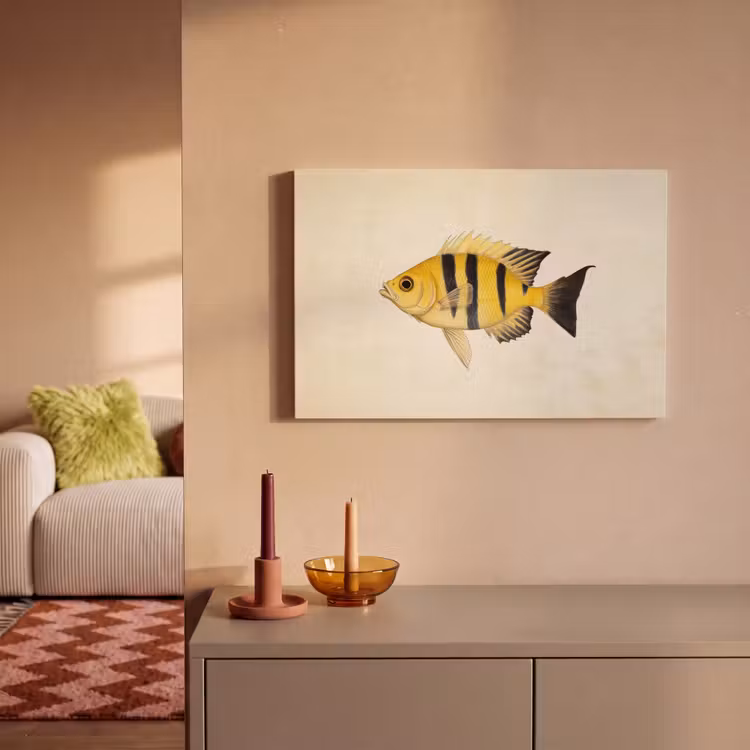 Geel - Vis - Strepen - Tropisch canvas 2cm klein -sfeer1