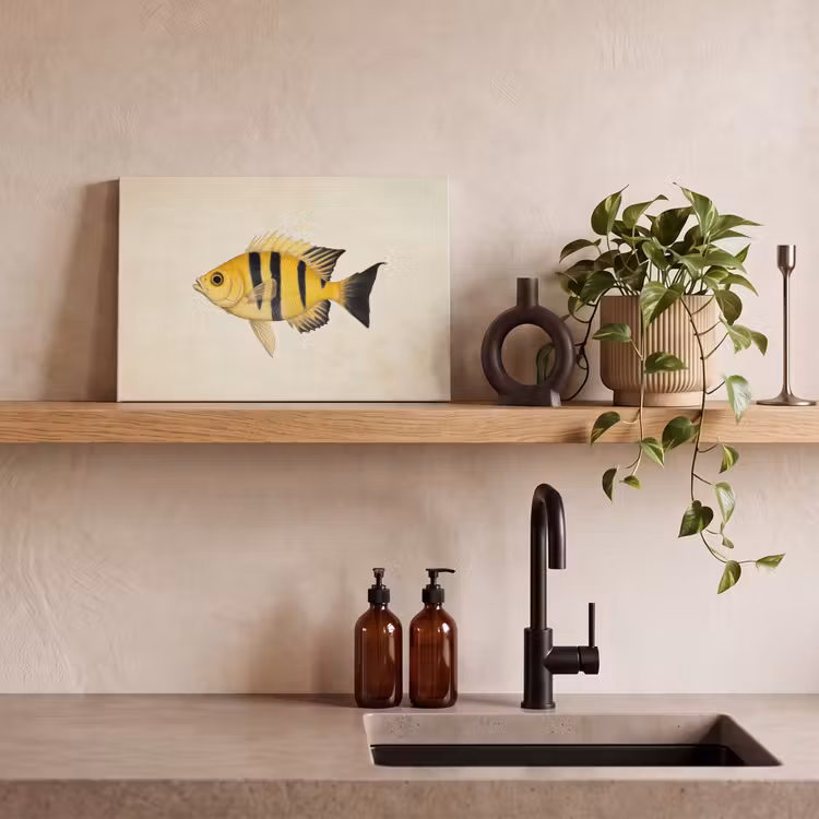 Geel - Vis - Strepen - Tropisch canvas 2cm klein -sfeer3