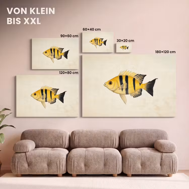 Geel - Vis - Strepen - Tropisch canvas 2cm klein -Xsfeer8_DE