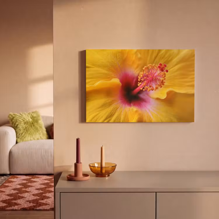 Geel - Hibiscus - Tropisch canvas 2cm klein -sfeer1