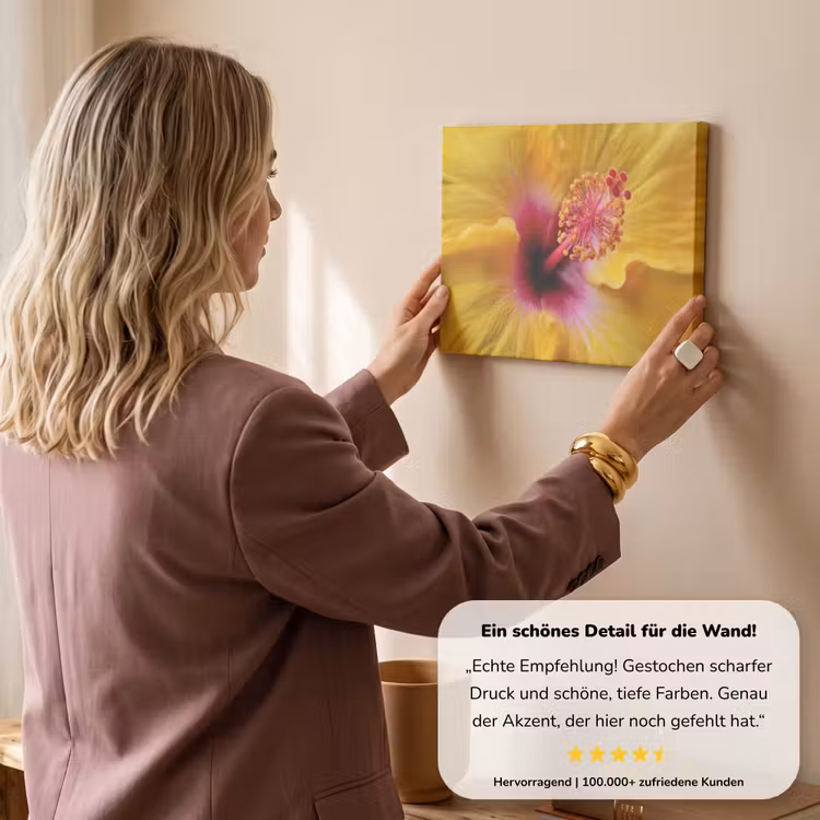 Geel - Hibiscus - Tropisch canvas 2cm klein -sfeer3