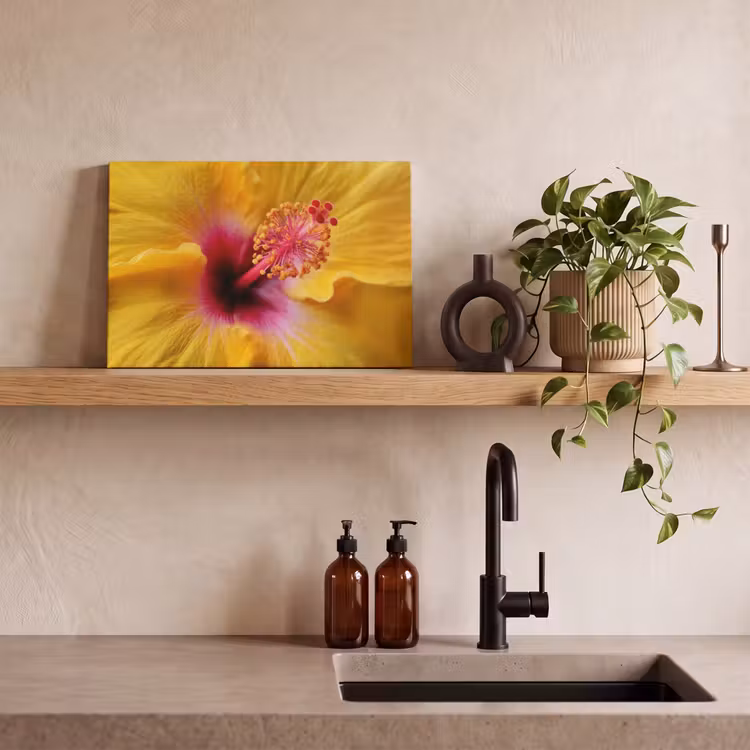 Geel - Hibiscus - Tropisch canvas 2cm klein -closeup_print_DE