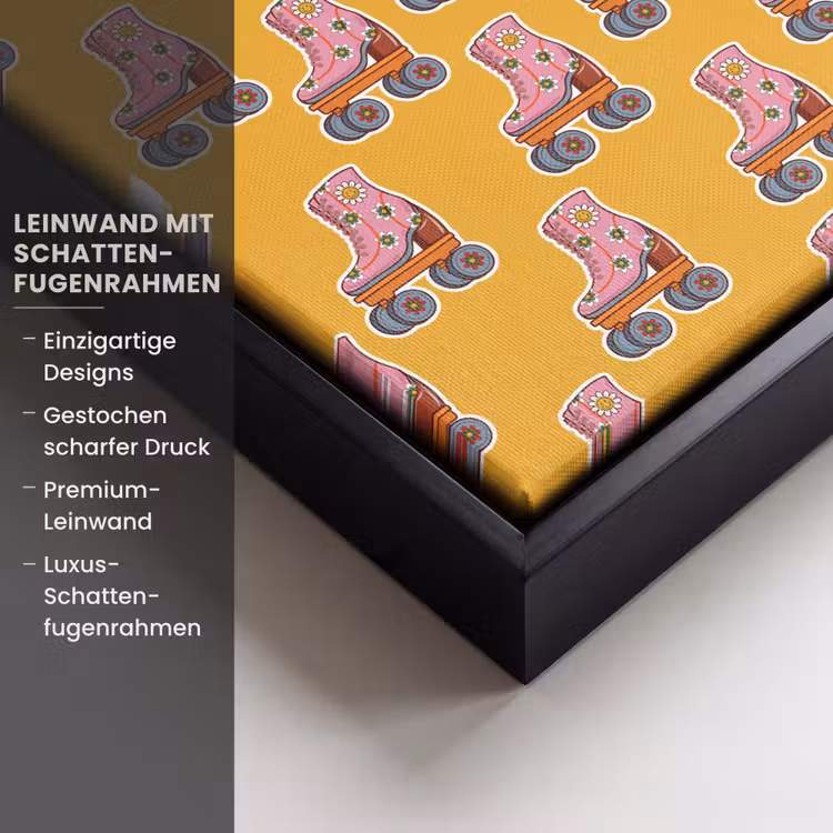 Geel - Rolschaatsen - Patroon Canvas met baklijst klein 1124 -uniquesellingpoint_productkenmerken_DE