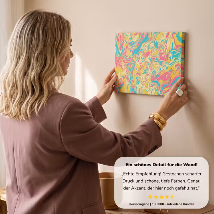 Geel - Roze - Blauw - Retro canvas 2cm klein -Xsfeer7_DE