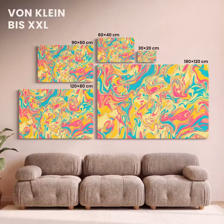 Geel - Roze - Blauw - Retro canvas 2cm klein -Xsfeer8_DE