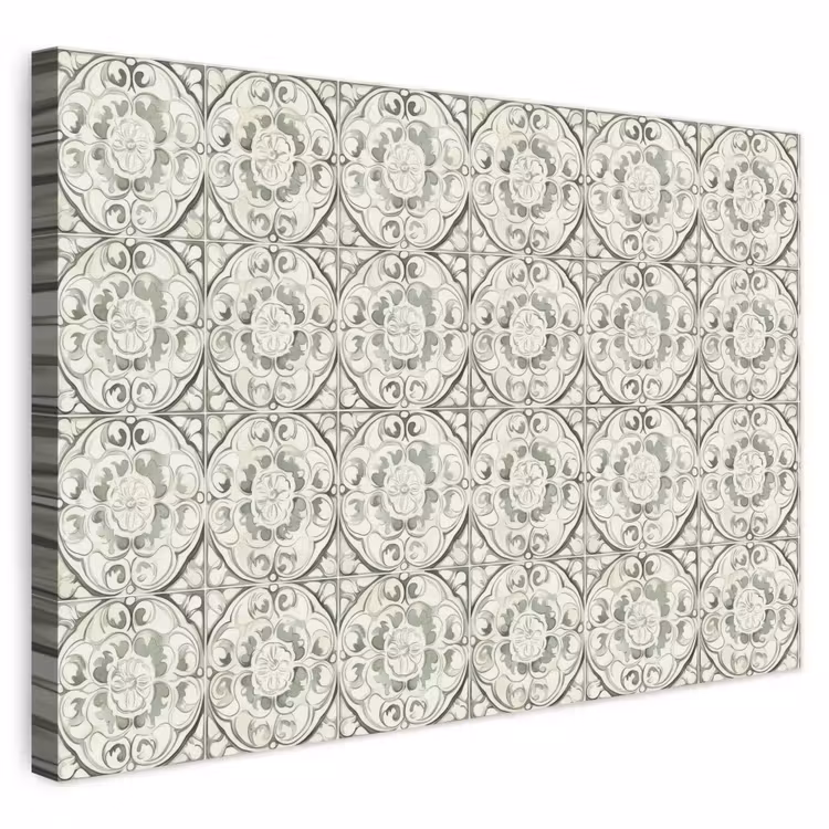 Krulornament - Tegel - Groen canvas 2cm klein 34 -3d