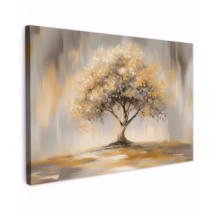 Schilderij - Boom - Abstract - Bladeren canvas 2cm klein -z3d