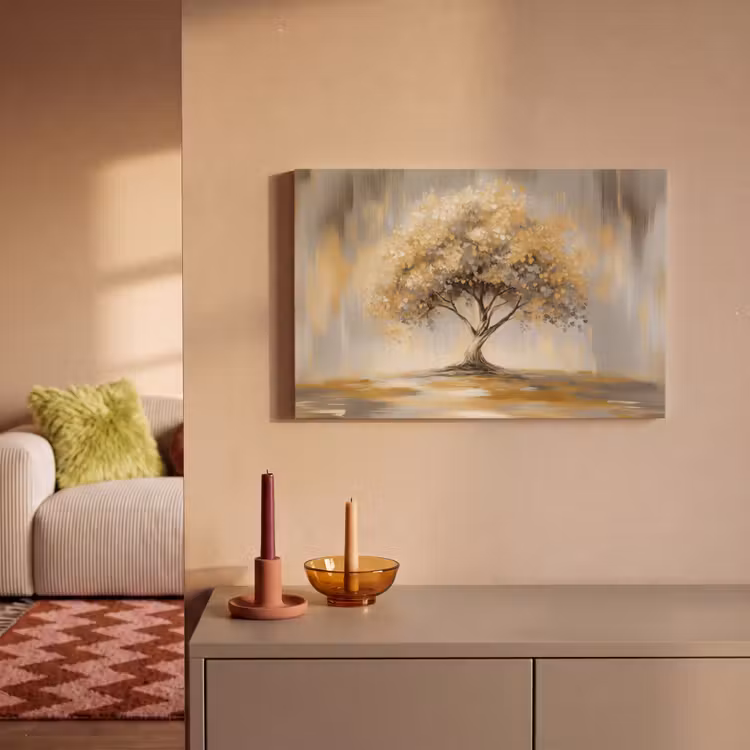 Schilderij - Boom - Abstract - Bladeren canvas 2cm klein -sfeer1
