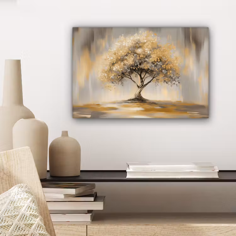 Schilderij - Boom - Abstract - Bladeren canvas 2cm klein -sfeer6