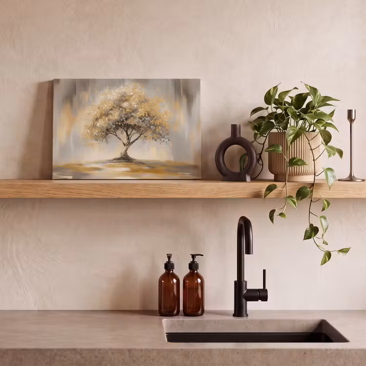 Schilderij - Boom - Abstract - Bladeren canvas 2cm klein -sfeer3