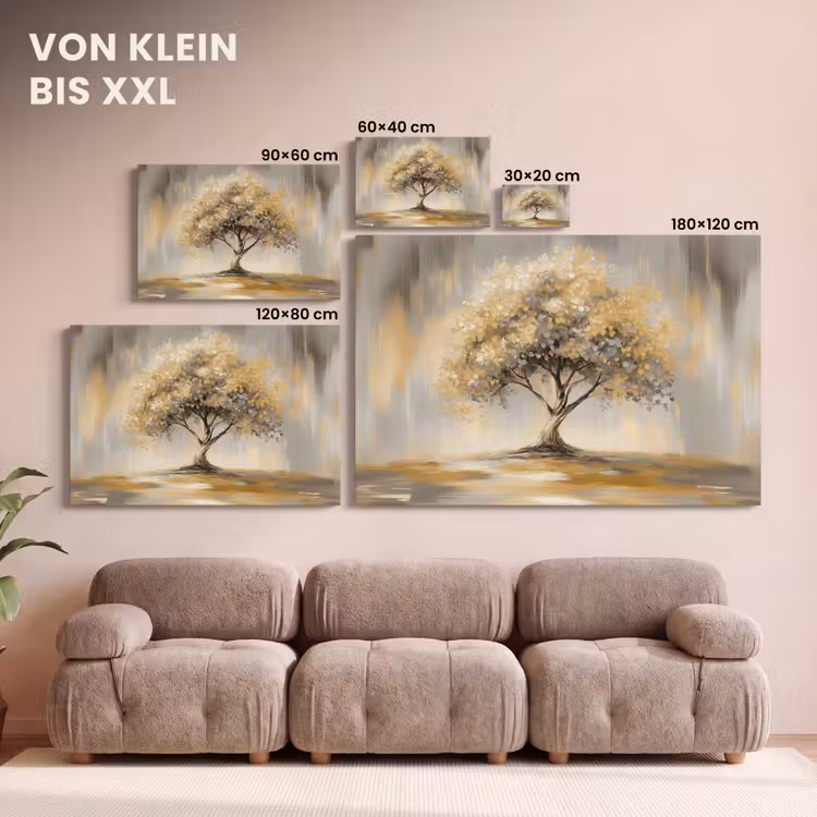 Schilderij - Boom - Abstract - Bladeren canvas 2cm klein -Xsfeer8_DE