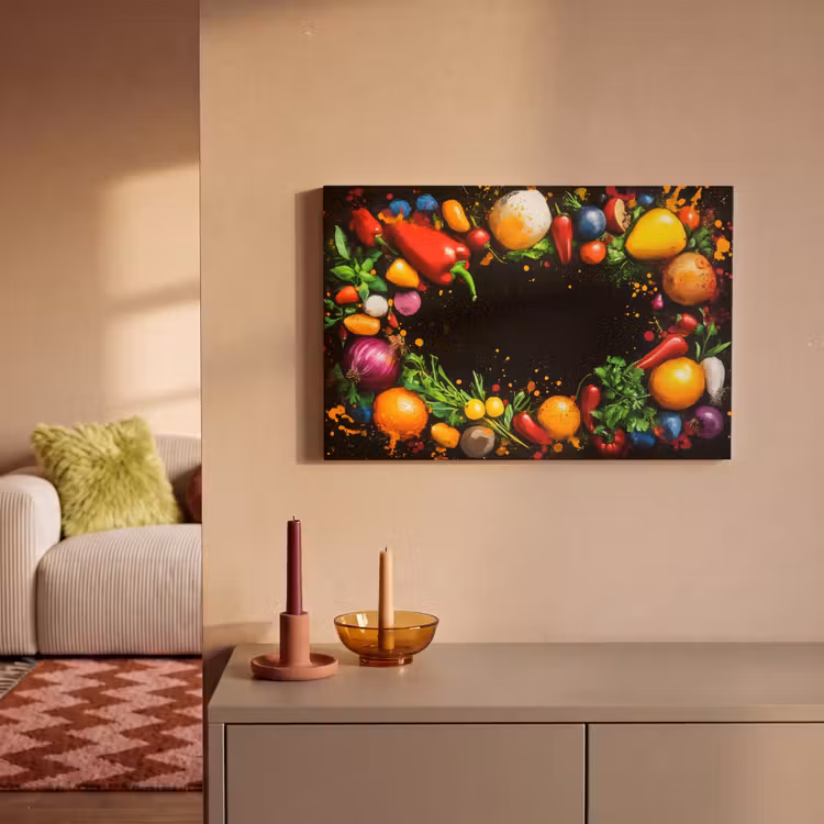 Groente - Graffiti - Kleurrijk - Koken - Abstract canvas 2cm klein -sfeer1