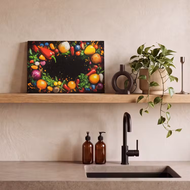 Groente - Graffiti - Kleurrijk - Koken - Abstract canvas 2cm klein -sfeer6