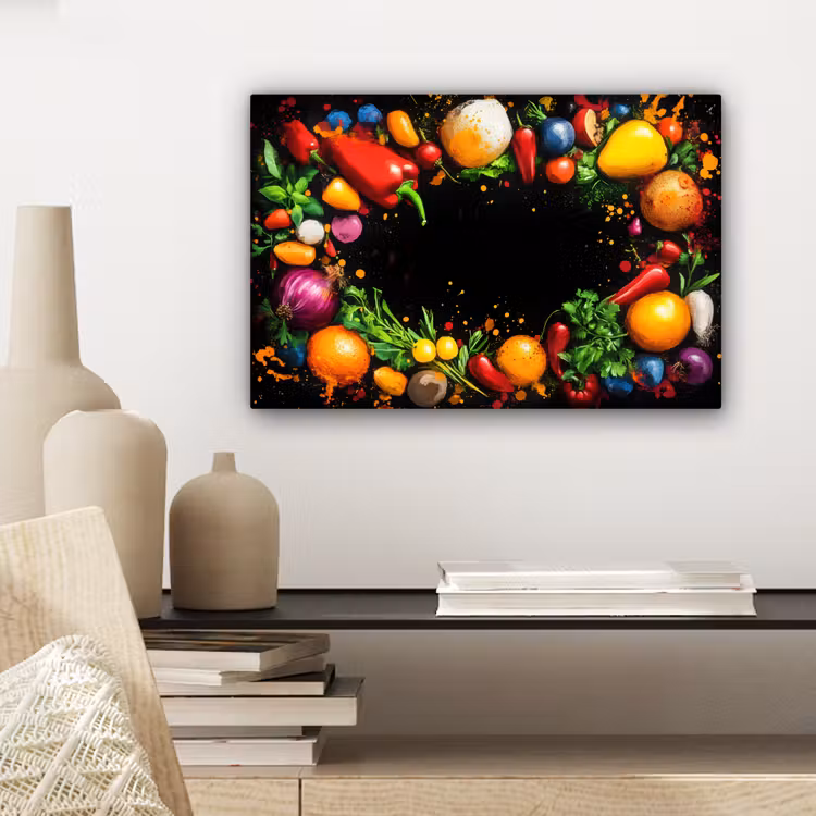 Groente - Graffiti - Kleurrijk - Koken - Abstract canvas 2cm klein -closeup_print_DE