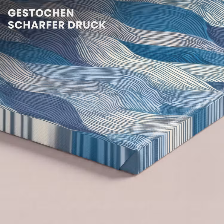 Getekend - Blauw - Wit - Golvend - Streepjes canvas 2cm klein 34 -closeup_print_DE