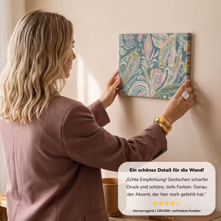 Patroon - Kleurrijk - Sierlijk - Groen canvas 2cm klein -sfeer3