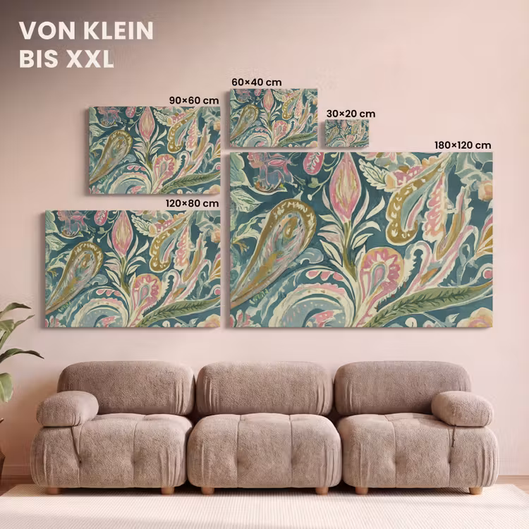 Patroon - Kleurrijk - Sierlijk - Groen canvas 2cm klein -Xsfeer8_DE