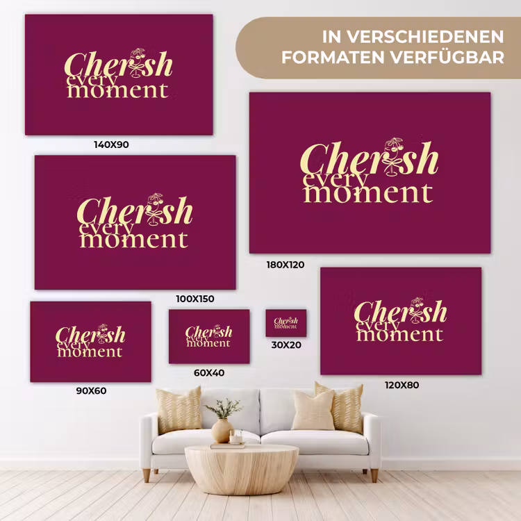 Cherish every moment - Cocktailglas - Bordeaux canvas 2cm klein -Xsfeer8_DE