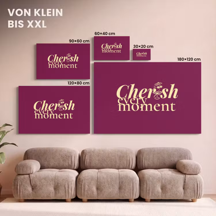 Cherish every moment - Cocktailglas - Bordeaux canvas 2cm klein -Xsfeer8_DE