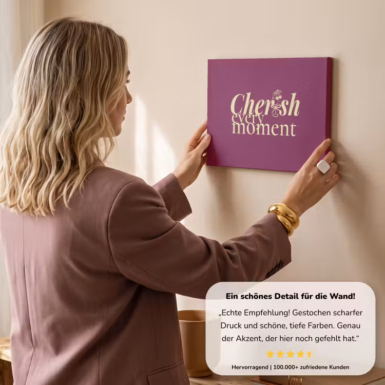 Cherish every moment - Cocktailglas - Bordeaux canvas 2cm klein -Xsfeer7_DE