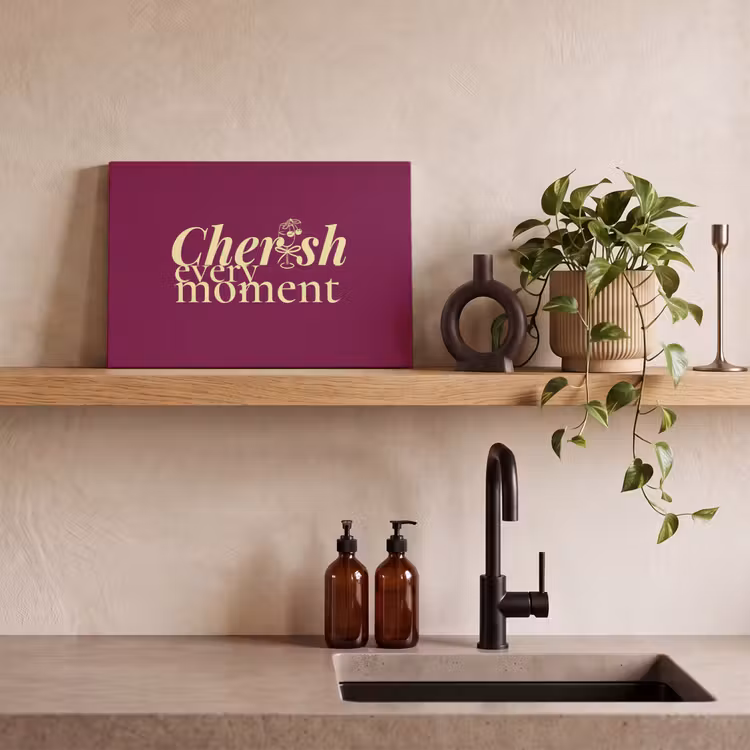 Cherish every moment - Cocktailglas - Bordeaux canvas 2cm klein -sfeer3