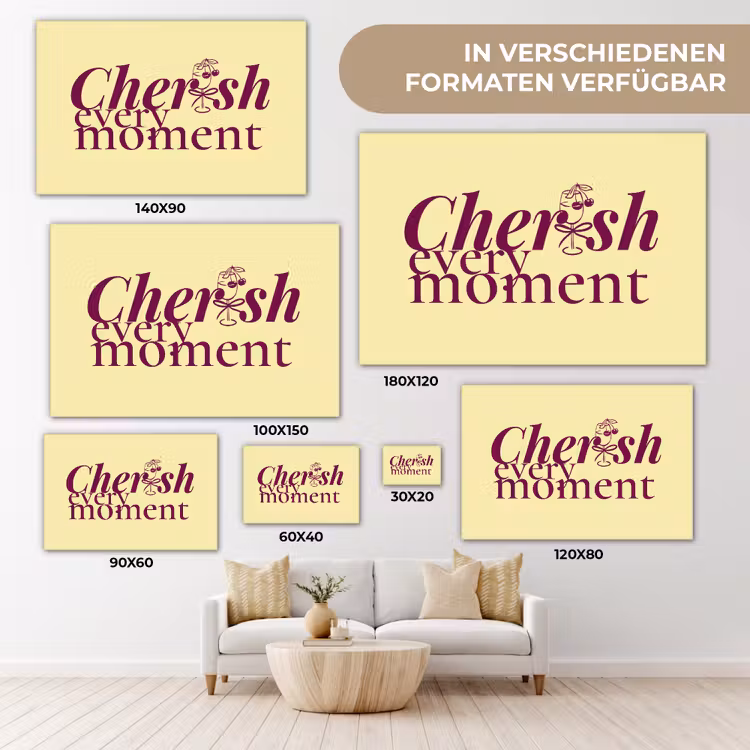 Cherish every moment - Cocktailglas - Geel canvas 2cm klein -Xsfeer8_DE