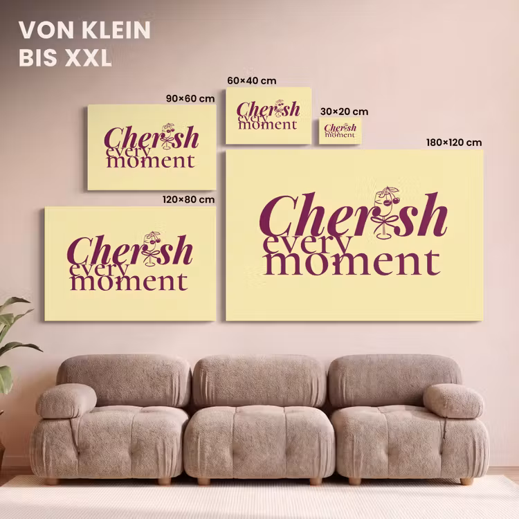 Cherish every moment - Cocktailglas - Geel canvas 2cm klein -Xsfeer8_DE