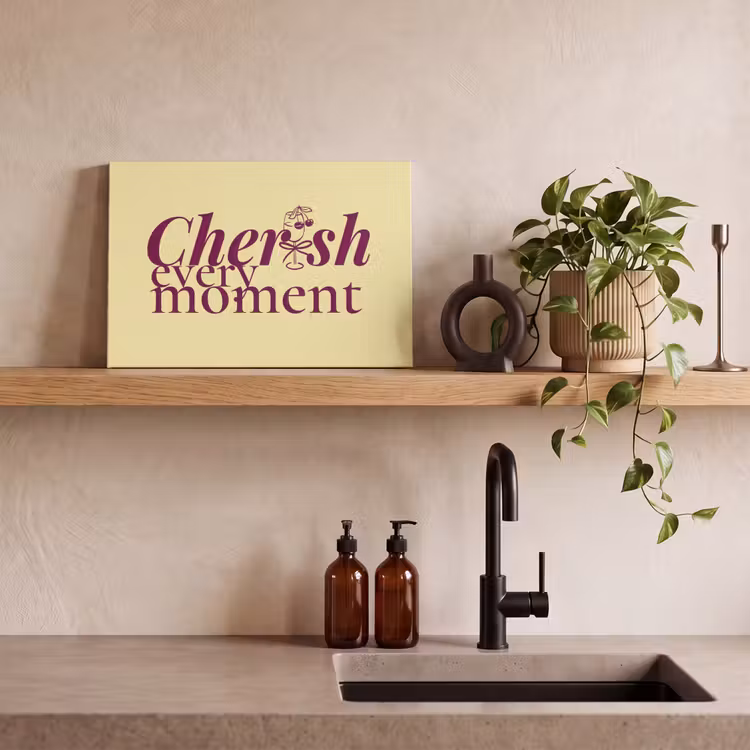 Cherish every moment - Cocktailglas - Geel canvas 2cm klein -sfeer3