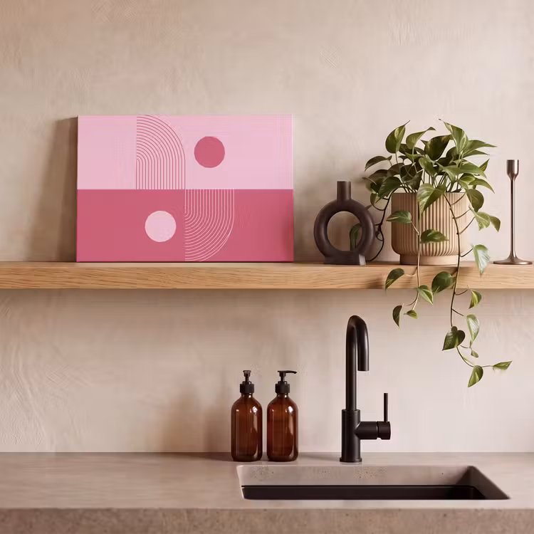 Geometrie - Patroon - Abstract - Roze - Modern canvas 2cm klein -sfeer3