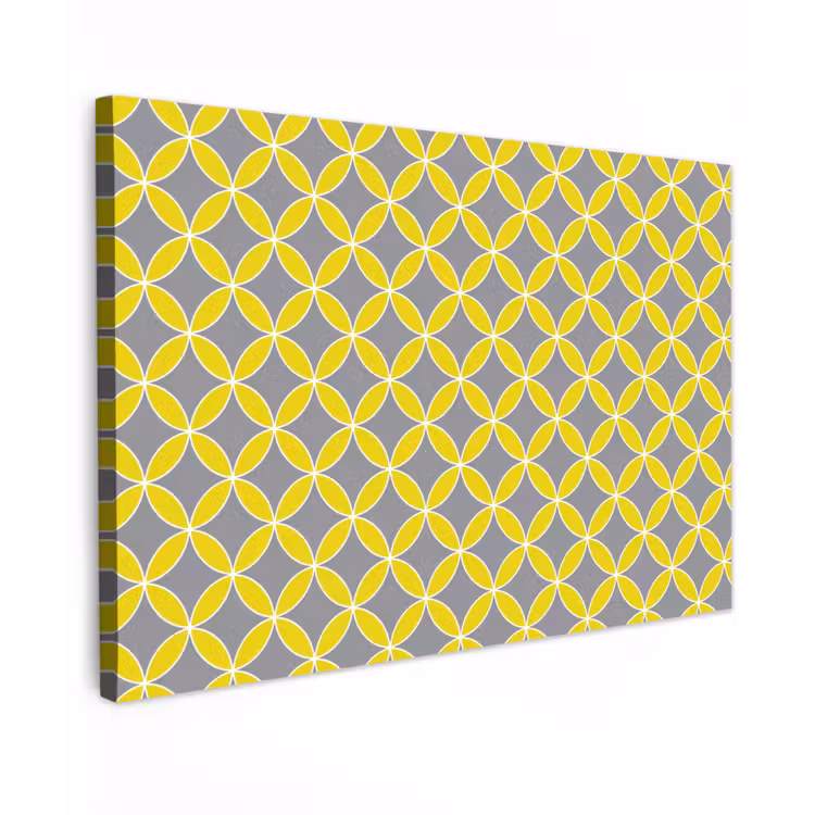 Geometrisch - Cirkels - Modern - Grijs - Geel canvas 2cm klein 34 -z3d