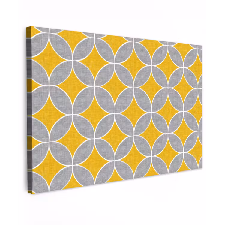 Geometrisch - Cirkels - Textuur - Grijs - Geel canvas 2cm klein 34 -z3d