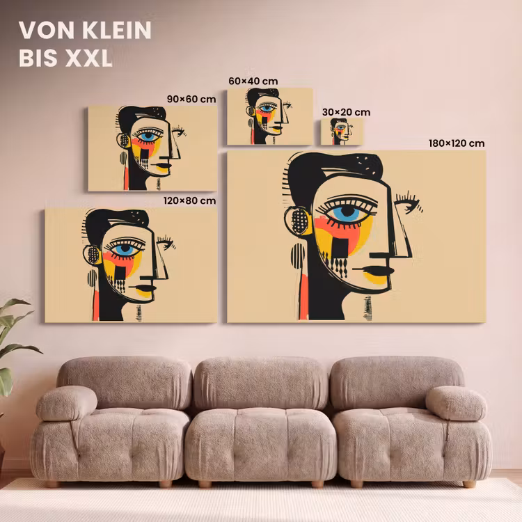Geometrisch - Felle kleuren - Kubistische stijl canvas 2cm klein -Xsfeer8_DE