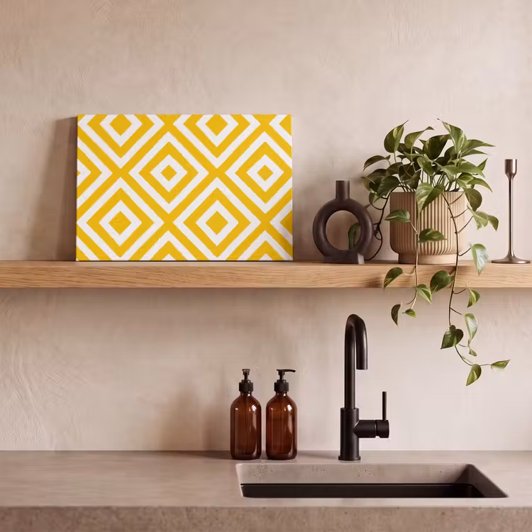 Geometrisch - Lijnen - Modern - Geel - Wit canvas 2cm klein 34 -sfeer3