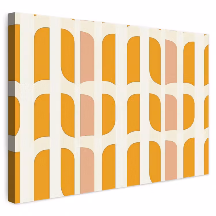 Geometrisch - Patroon - Geel - Roze canvas 2cm klein 34 -3d