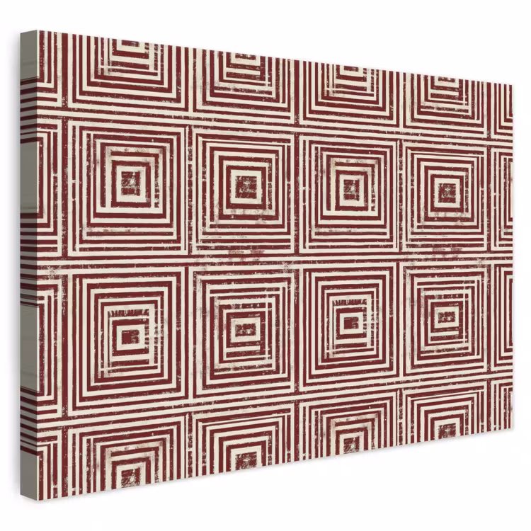 Geometrisch - Patroon - Rood canvas 2cm klein 34 -3d