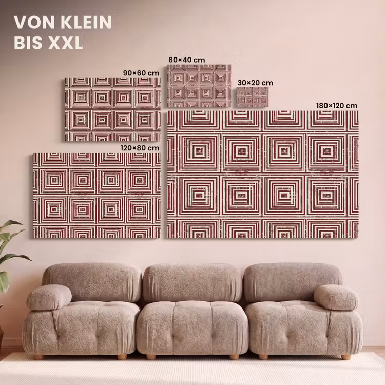 Geometrisch - Patroon - Rood canvas 2cm klein 34 -Xsfeer8_DE