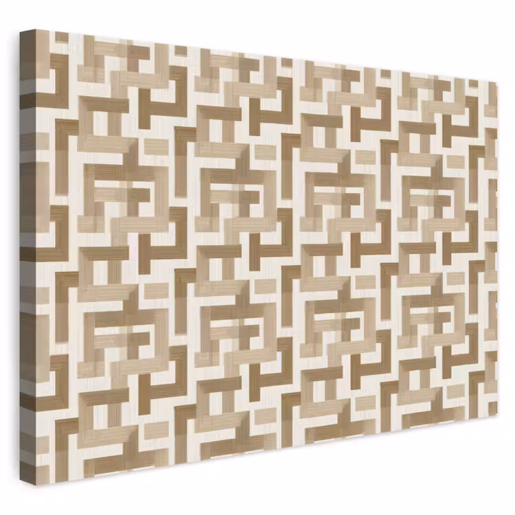 Geometrisch - Retro - Bruin canvas 2cm klein 34 -3d