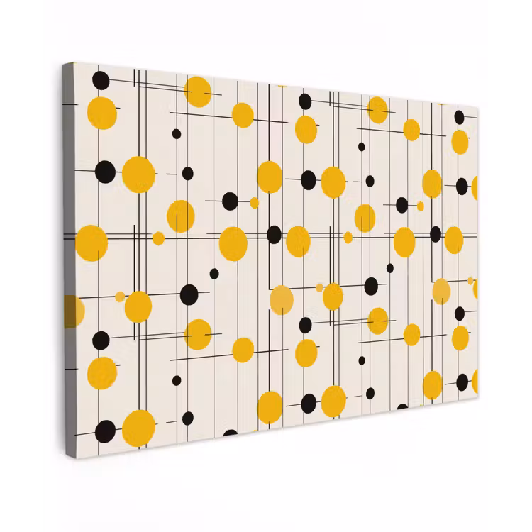 Geometrisch - Retro - Lijnen - Okergeel - Zwart canvas 2cm klein 34 -z3d
