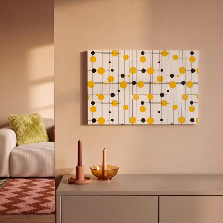 Geometrisch - Retro - Lijnen - Okergeel - Zwart canvas 2cm klein 34 -sfeer1