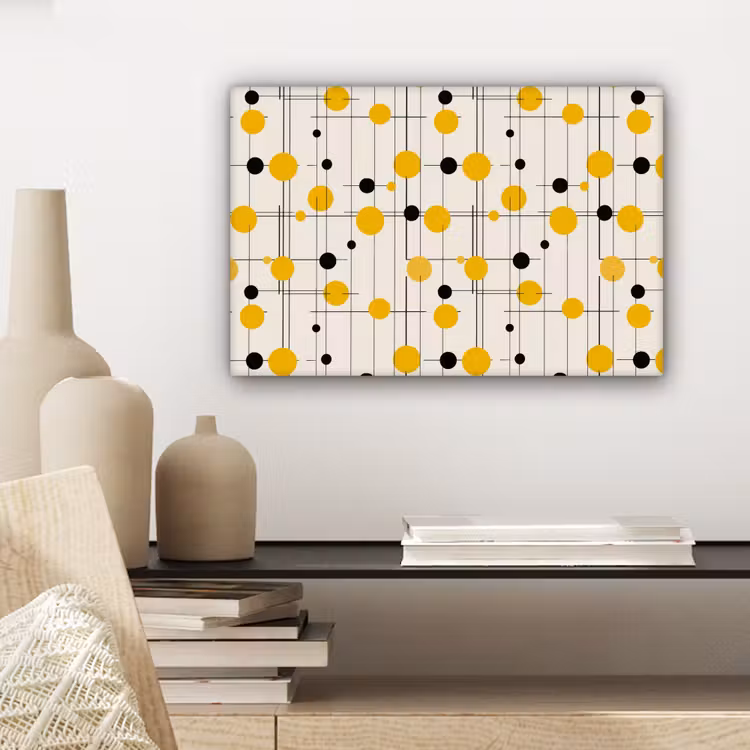 Geometrisch - Retro - Lijnen - Okergeel - Zwart canvas 2cm klein 34 -sfeer6