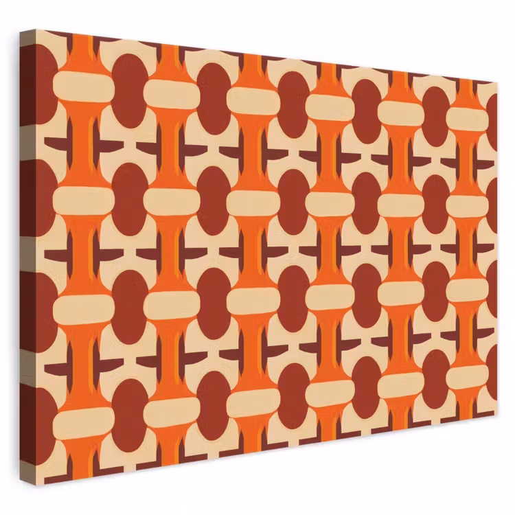 Geometrisch - Retro - Oranje canvas 2cm klein 34 -3d