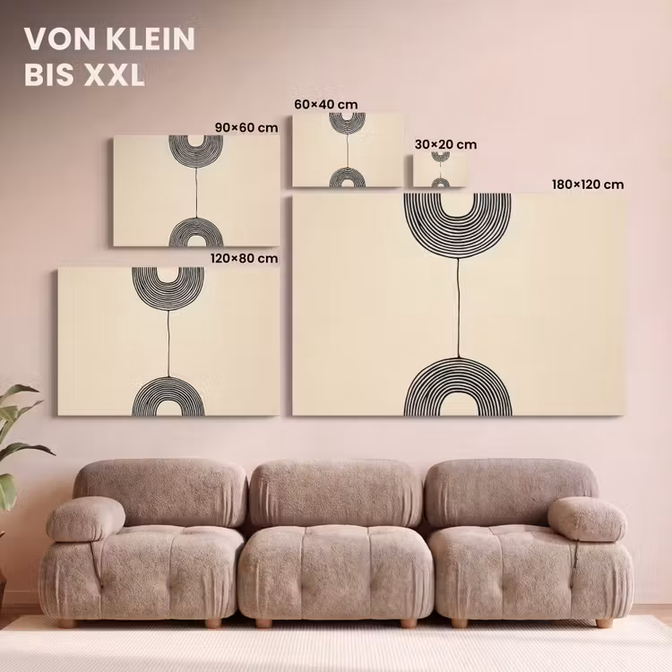 Geometrische bogen - Minimalistisch - Symmetrisch canvas 2cm klein -Xsfeer8_DE