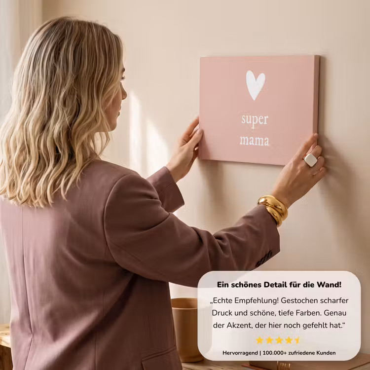 Presentje voor Moederdag super mama lichtroze/wit canvas 2cm klein -Xsfeer7_DE