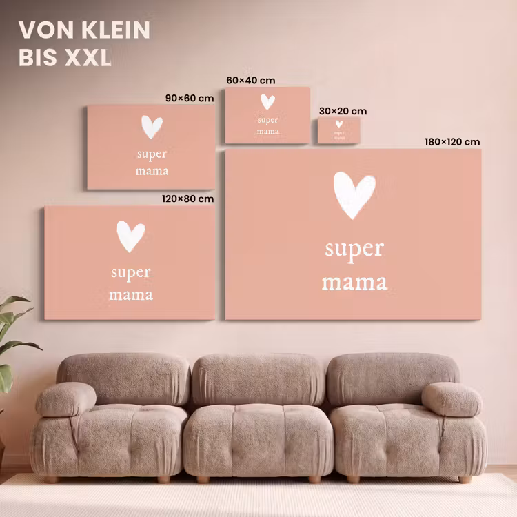 Presentje voor Moederdag super mama lichtroze/wit canvas 2cm klein -Xsfeer8_DE