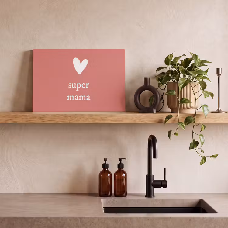 Presentje voor Moederdag super mama roze/wit canvas 2cm klein -sfeer6