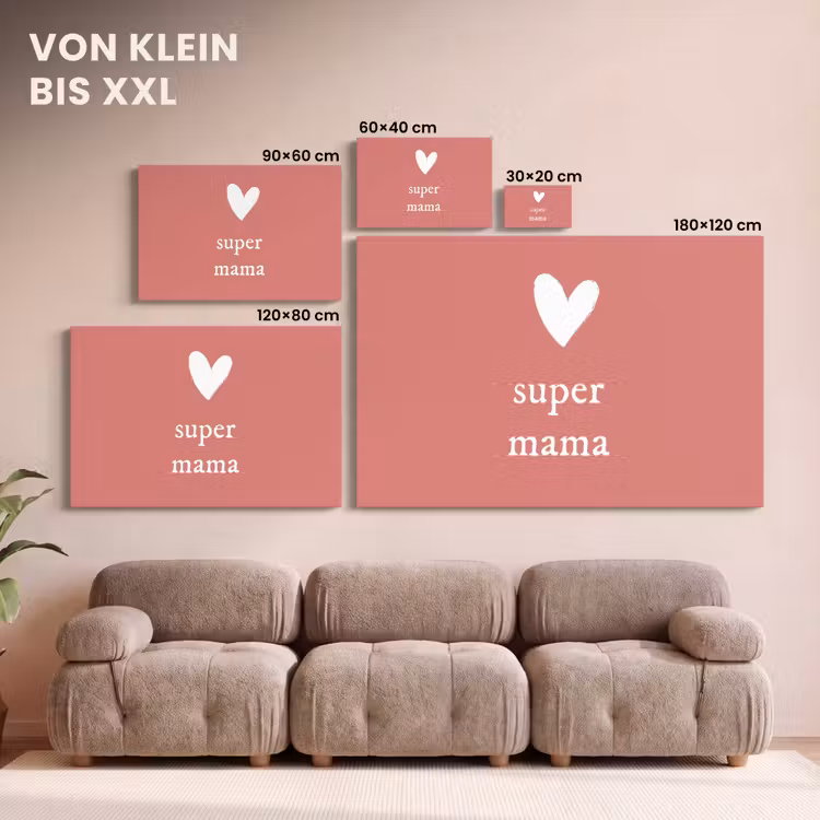 Presentje voor Moederdag super mama roze/wit canvas 2cm klein -uniquesellingpoint_afwerking-onlywow_DE