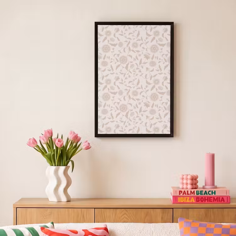 Sierlijk - Bloemen - Beige Canvas met baklijst klein 1125 -atmosphere_sfeer1_global