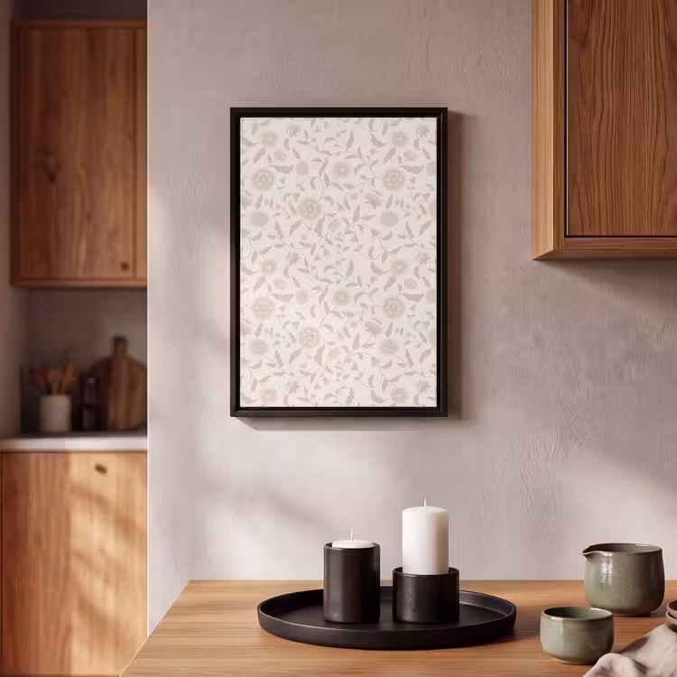 Sierlijk - Bloemen - Beige Canvas met baklijst klein 1125 -atmosphere_sfeer2_global
