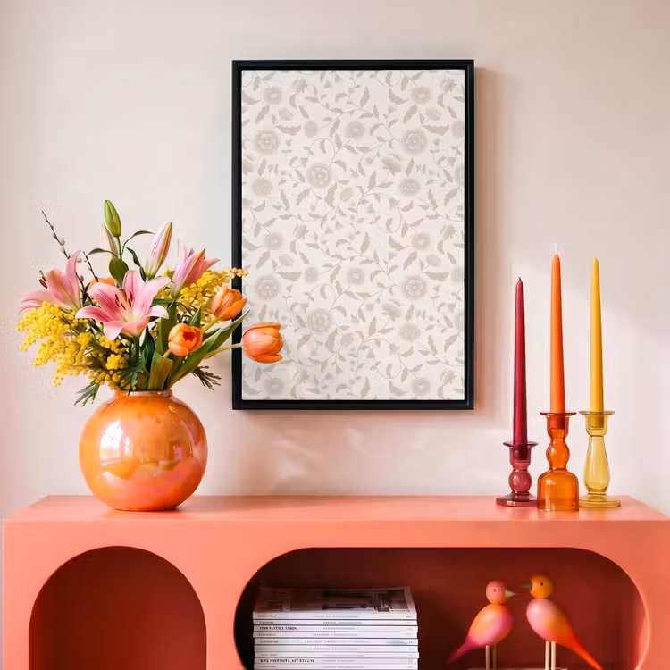 Sierlijk - Bloemen - Beige Canvas met baklijst klein 1125 -atmosphere_sfeer3_global